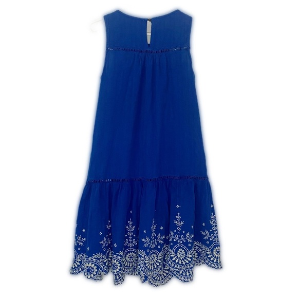 Meadow Rue Anthropologie Wadden Blue Boho Embroidered Sleeveless Tunic Dress 4 - Picture 4 of 8